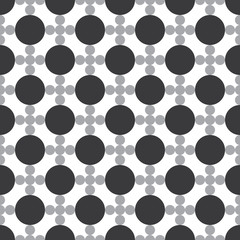 Seamless black and white polka dot and rounds textile classic pattern vector
