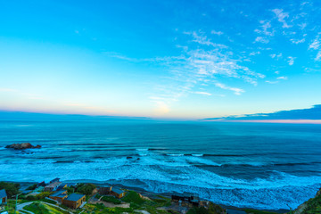 Fototapeta na wymiar Dawn landscape sky sea view Matanzas Chile