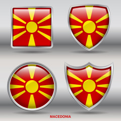 Flag of Macedonia in 4 shapes collection with clipping path