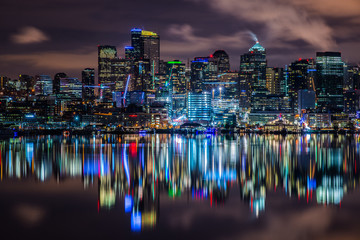 Seattle night reflections from gasworks