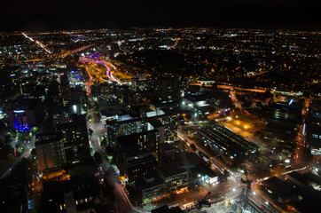 Fototapeta na wymiar Auckland at Night from Sky Tower