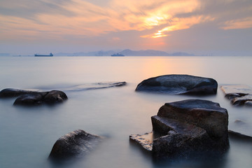 Fototapeta na wymiar Xiamen Huandao Road Seascape Sunset