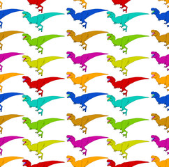 A funny pattern of Tyrannosaurus Rex illustrations in different colors