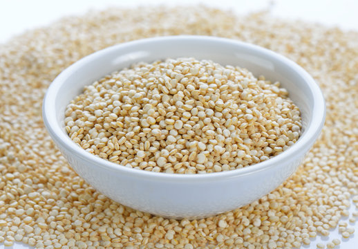 Quinoa in white bowl