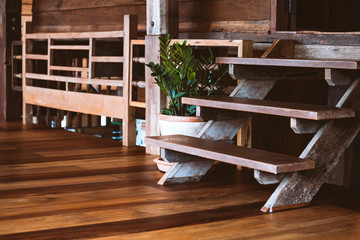 Rustic wooden interior farmhouse. Concept decoration for original house thai style