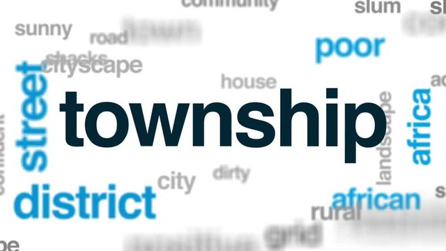 Township animated word cloud, text design animation.