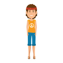 Obraz premium Hippie woman cartoon
