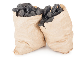 Paper bags with coal