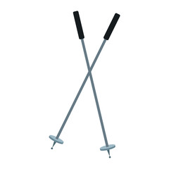 ski sticks winter sport accessory elements vector illustration