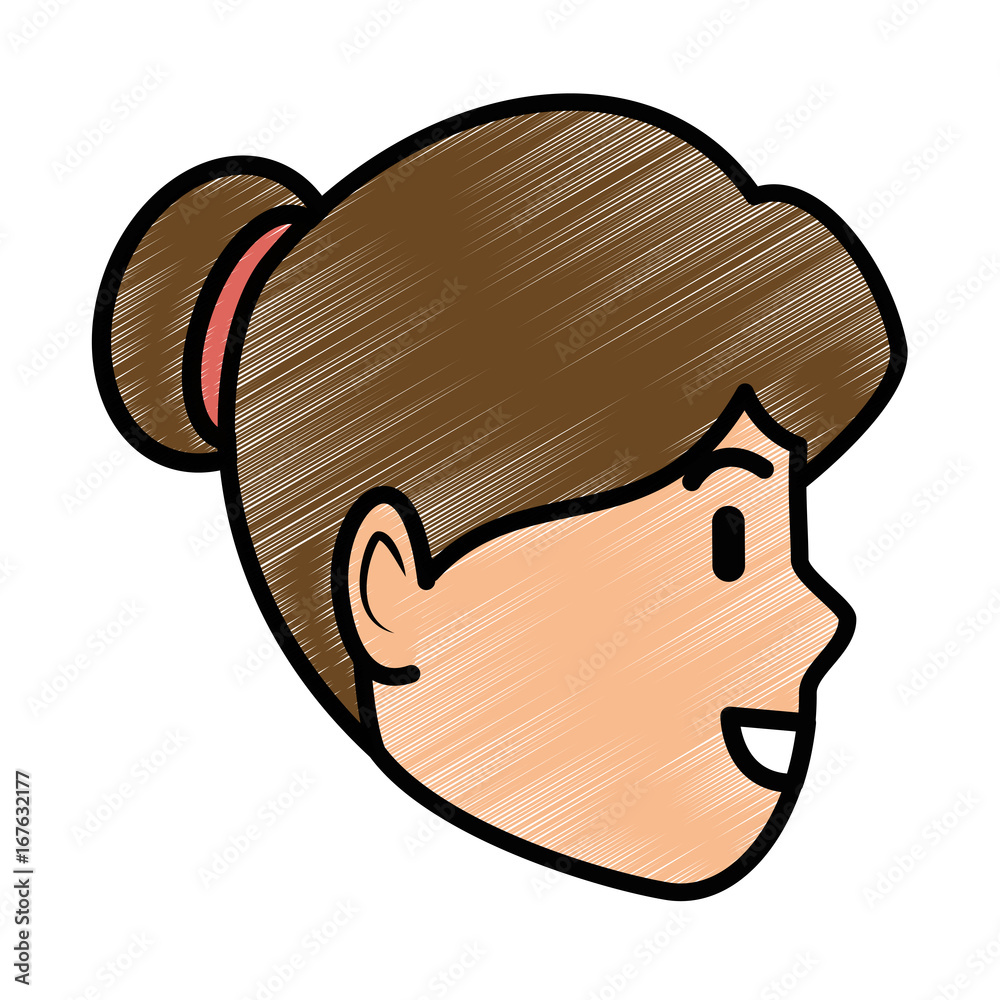 Wall mural Woman profile cartoon