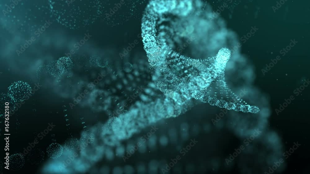 Aufkleber Digitally Generated Virtual DNA Sequence in Abstract Particles Floating in Cyber Space Technology