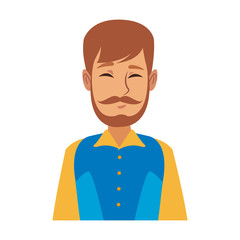 portrait man mustache smiling character person vector illustration