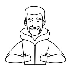 portrait young man wearing winter clothes vector illustration