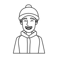 portrait young man wearing winter clothes vector illustration