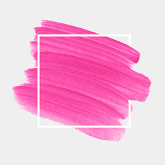 Art abstract brush paint texture background acrylic stroke illustration vector over square frame. Perfect design for headline, logo and sale banner. 