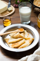 Delicious breakfast with pancakes