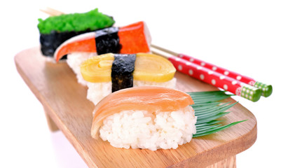 Japanese Cuisine - Sushi Roll on a white background