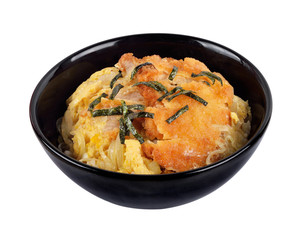 Japanese cuisine,Katsudon on white background.