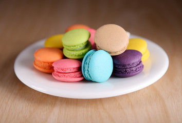Fresh french colourful macaroons or macarons