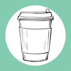 Cup of hot drink sketch icon.