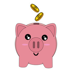 Piggy money savings kawaii cartoon