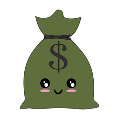 Money bag isolated kawaii cartoon