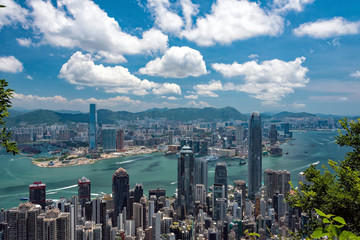 ビクトリアピークから望む香港の風景　晴天