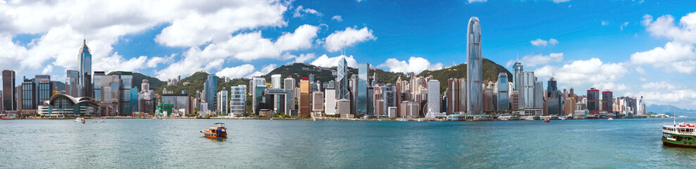 Panorama von Hongkong von der Halbinsel Kowloon