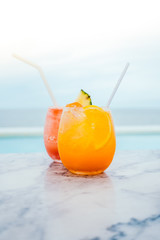 Iced drinking cocktails glass