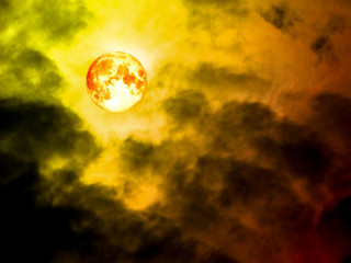 blood moon moving in the dark sky