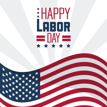 colorful poster of happy labor day with the american flag vector illustration