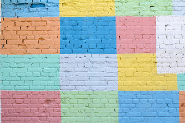 Texture of vintage wall of painted brick as background