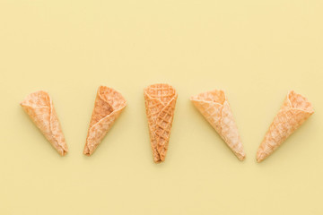 wafer cone on yellow background