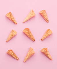 wafer cone on pink background