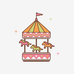 Carousel Attraction Symbol Perfect for Kids Toys Store or Education Company Vector Logo, Colors Sign Version 