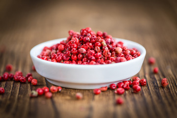 Pink Peppercorns selective focus