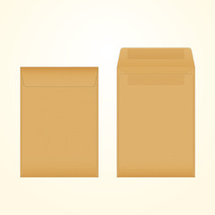 Vector isolated opened and closed brown envelopes