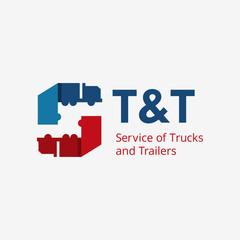 Obraz premium Truck Vector Icon, Company Logo Symbol of Trailer and Truck Vehicles, Capital letter T & T Logotype