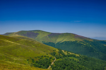 Background landscape with Ukrainian Carpathian Mountains in the Pylypets