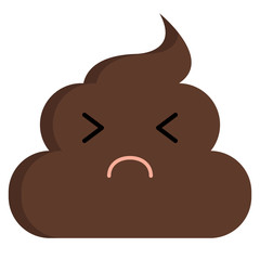 Persevering face stinky poop shit emoji flat icon