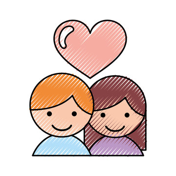 little couple with heart vector illustration design