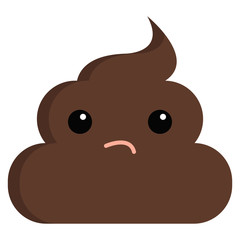 Confused face stinky poop shit emoji flat icon