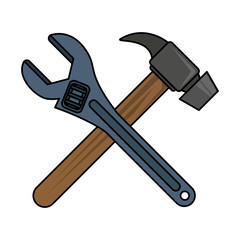 wrench and hammer tools icon image vector illustration design 