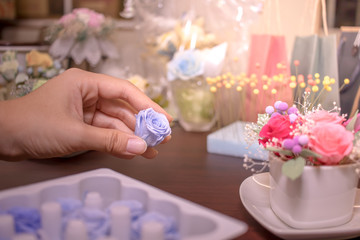 How to Make Preservrd Flower and Clay Flower Arrangement, Making with Colorful Roses
