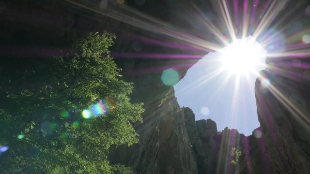 Nature beauty of Eastern Serbia  footage - Sun flare through Vratna gates  video 