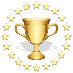 Coupe dans un cercle d’étoiles. Gold