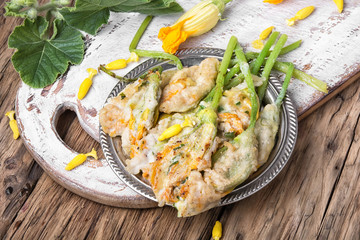 Dish of Zucchini flowers