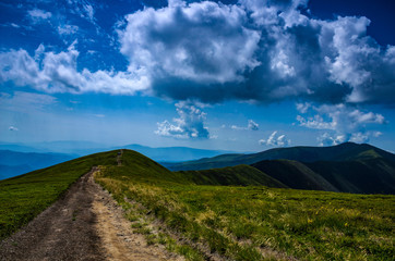 Background landscape with Ukrainian Carpathian Mountains in the Pylypets