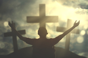 Disabled man praising to god