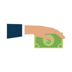 hand holding dollar bill money icon image vector illustration design 